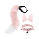 thumbnail image 1 of Conjunto de orejas y cola postizas para disfraz de cosplay, tocado de cuero sintético tipo gargantilla. Rosa, 1 of 9