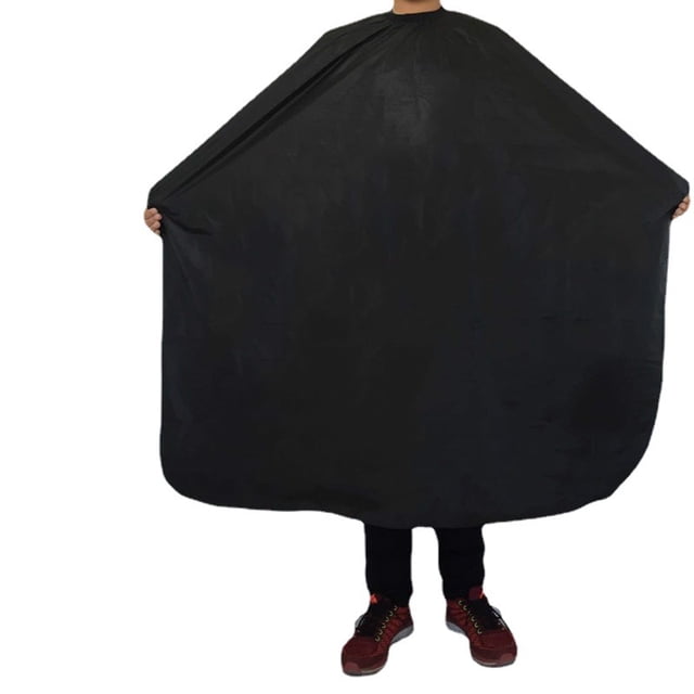 Capa de peluquería (145x165 cm), bata de peluquería negra Capas de peluquero de salón de longitud completa, prenda, para corte de cabello en barbería con peine para barba
