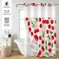 thumbnail image 2 of MIZHONA Plaided Shower Curtain with Snap in Liner,Pink and White No Hook Bathroom Curtain,71"× 83", 2 of 6