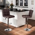 thumbnail image 4 of Costway Modern Swivel Bar Stools Set of 2 with Heavy-duty Metal Base & Footrest Back Brown, 4 of 9