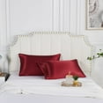 thumbnail image 6 of Lirex 2-Pack Microfiber Silk Pillowcase, Queen Size, Satin Soft, Envelope Closure, Wine Red, Adult, 6 of 6