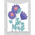 thumbnail image 1 of Aster Tapestry, Ornamental Aster Flower Bouquet with Hand Drawn Flourishing Petals Autumn, Wall Hanging for Bedroom Living Room Dorm Decor, 60W X 80L Inches, Violet Coral Seafoam, by Ambesonne, 1 of 2