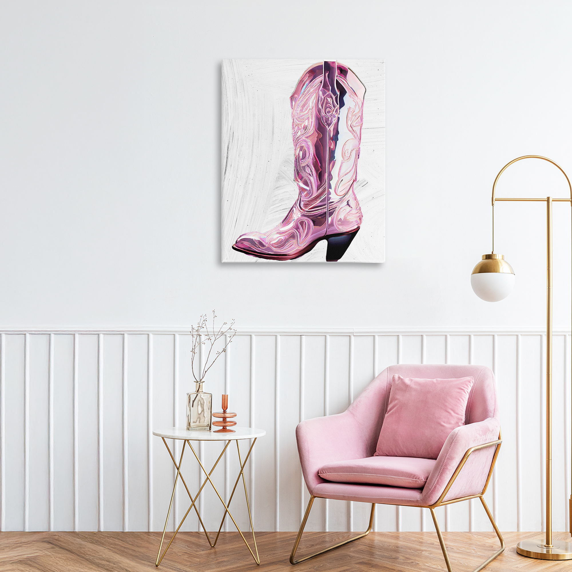 Cowgirl Cinderella's Boot Canvas Wall Art, design by Sasha