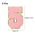 thumbnail image 2 of 4 Packs Glitters Chenille Number Patches 8.4cm / 3.3" Embroidery Numbers Patches for T-Shirt, Hats, Bags (Pink, 5), 2 of 6