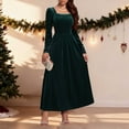 thumbnail image 4 of Womens Christmas Dress Velour Cute Long Sleeve Dresses Womens Green Dresses A-line Dresses Holiday Party Dress Women's Fall Dress, 4 of 5