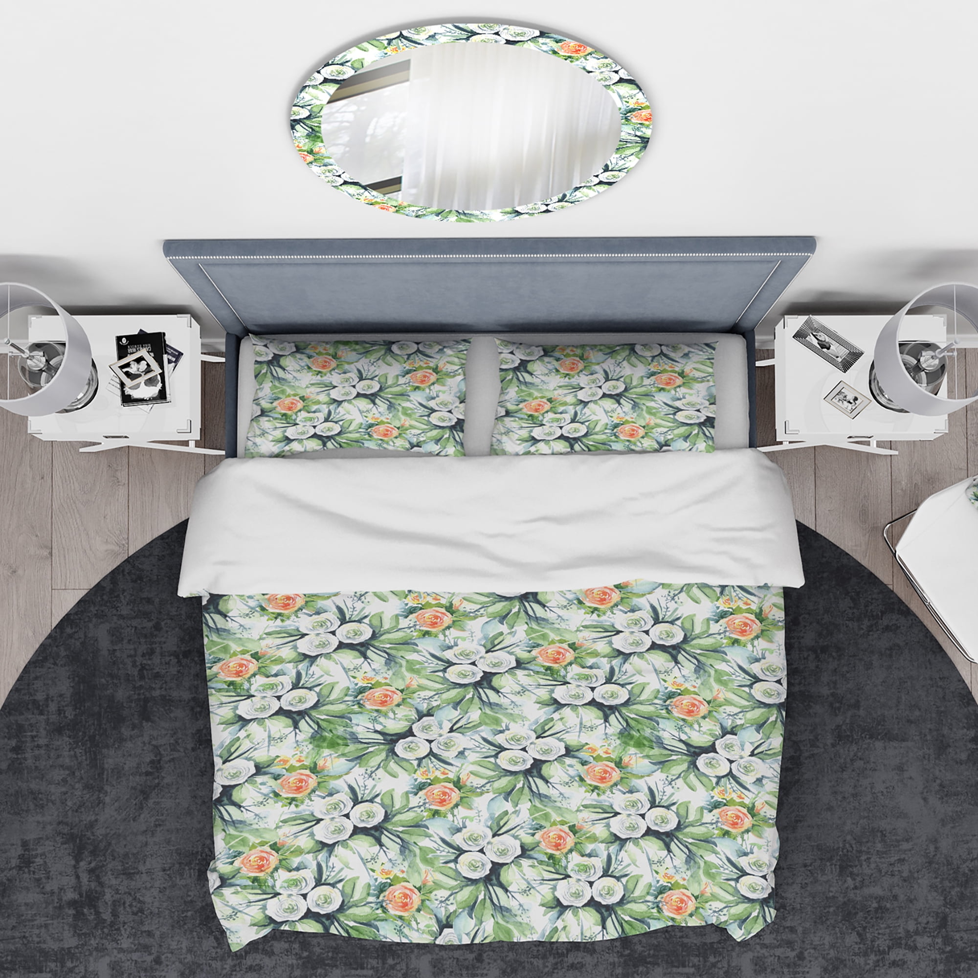 Designart 'Pattern with Flowers' Traditional Duvet Cover Set