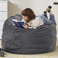 thumbnail image 5 of Codi Bean Bag Chair for Kids with Filler Included 10-12 | Comfy Kid Beanbag Chair 3 FT, Memory Foam Added | Machine Washable, Charcoal Grey, 3ft, 5 of 14