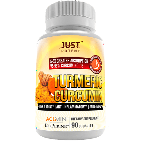 Just Potent Turmeric Curcumin | Ultra-High Absorption | Patented, Clinically Researched and Tested | 5-6 Times Greater Bioavailability Than Competition | Bone & Joint | Cognitive Function |