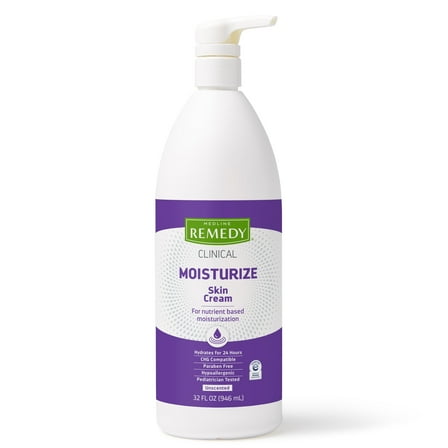 Medline Remedy Clinical Skin Cream, Unscented (32 fl oz), Moisturizing Face and Body Cream for All Ages