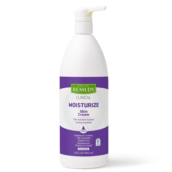 Medline Remedy Clinical Skin Cream, Unscented (32 fl oz), Moisturizing Face and Body Cream for All Ages