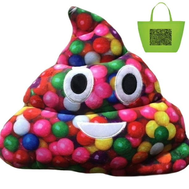 Emoji Plush Gumball Print Scented Poop Pillow & Reusable Doodle Tote ...