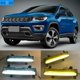 thumbnail image 2 of 2 piezas de diseño de coche para Jeep Compass 2017 2018 LED DRL luces de conducción diurna luz diurna lámpara impermeable señal de giro amarilla, 2 of 4