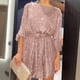 thumbnail image 2 of Vestido de fiesta con lentejuelas, cordones y manga larga para mujer - Poliéster, 2 of 5