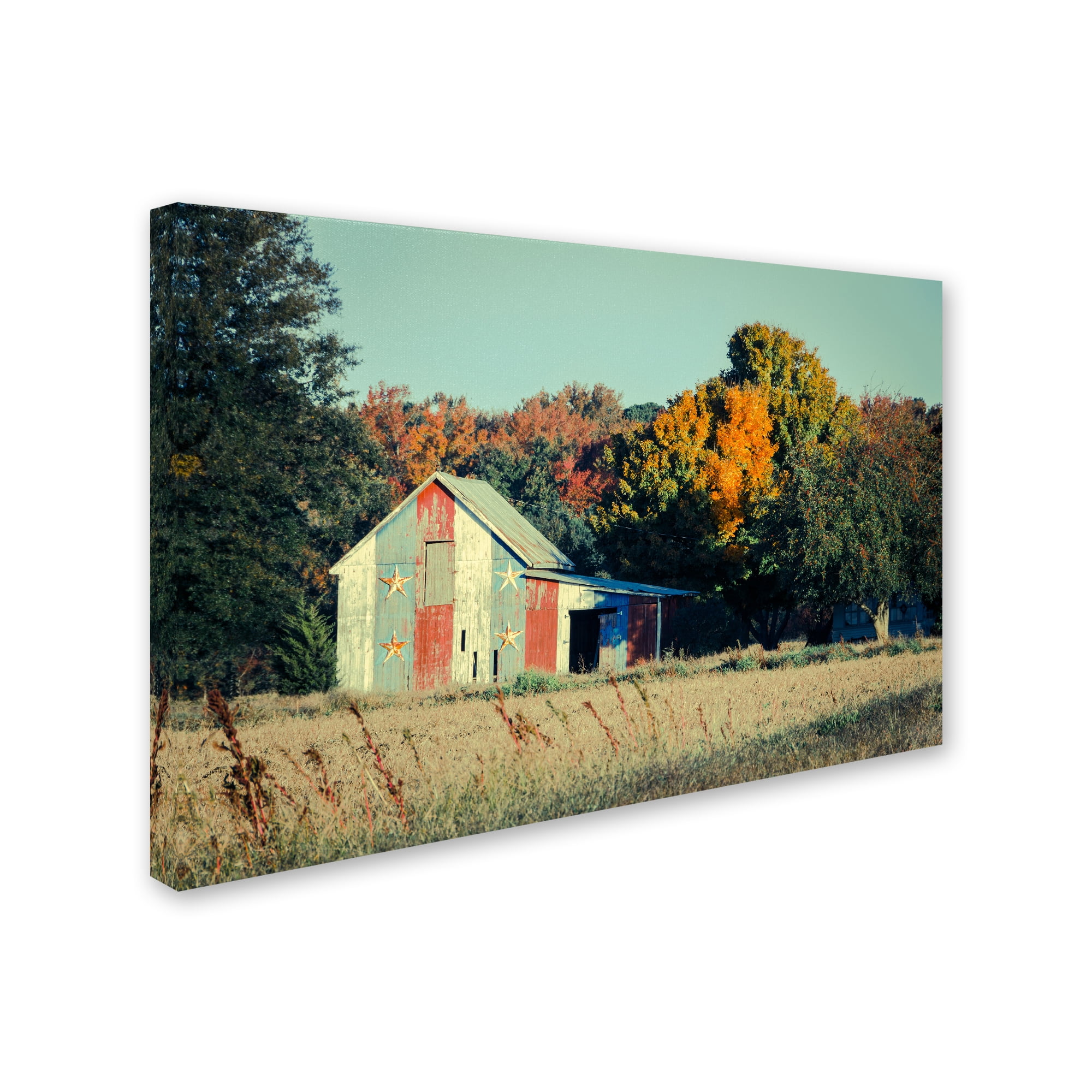Trademark Fine Art 'Patriotic Barn in Field' Canvas Art by PIPA Fine Art