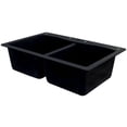 thumbnail image 2 of Transolid Aversa 33in x 22in silQ Granite Drop-in Double Bowl Kitchen Sink with 4 CADE Faucet Holes, in Black, 2 of 4