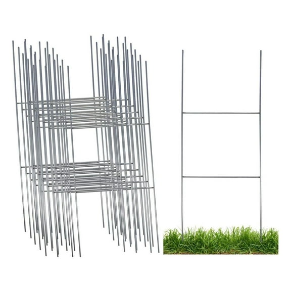 Sturdy Metal Wire Step Stake for Yard Signs 10 x 24 inch H Frame Wire Sign Spikes (25 Pack)