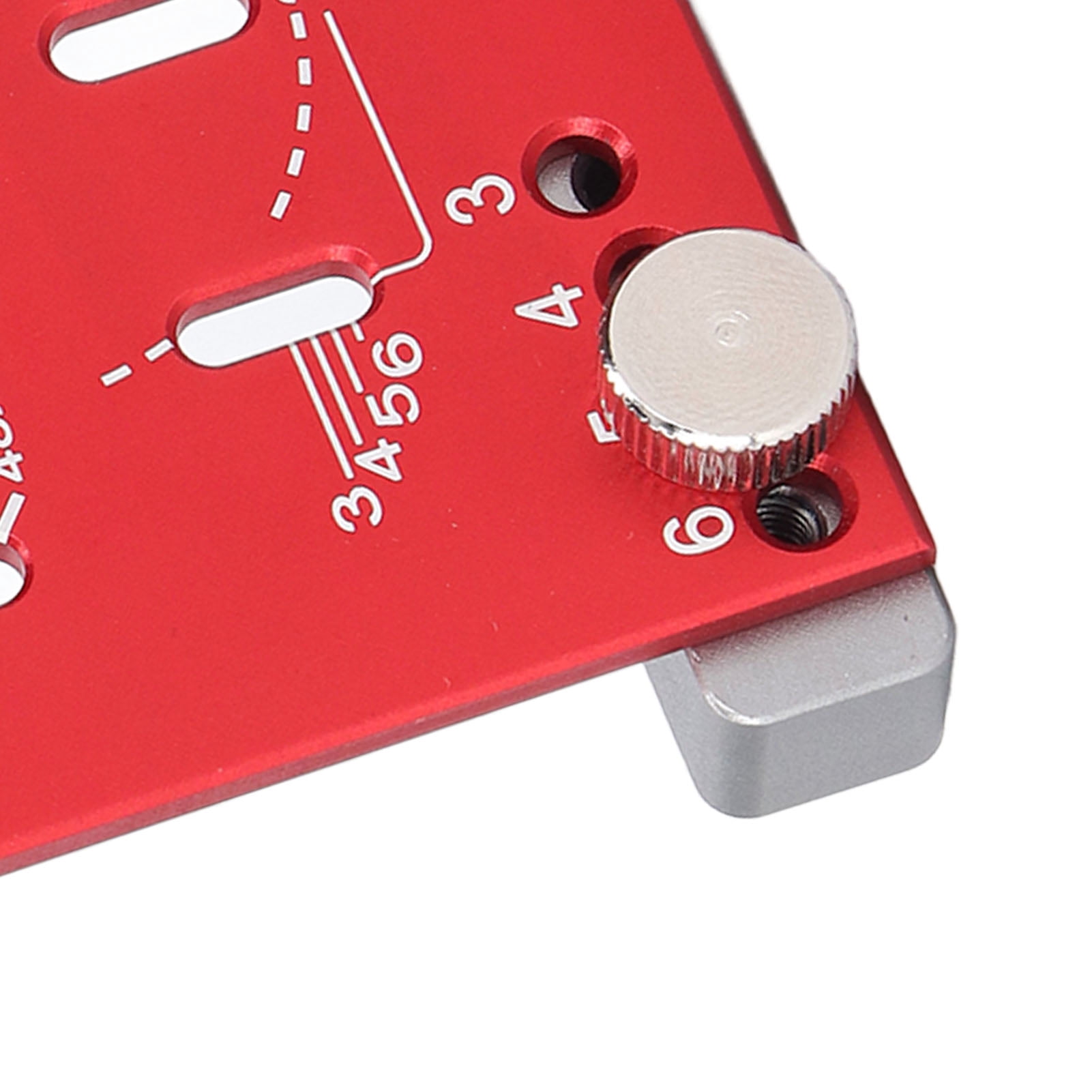 BIMZUC Red Hinge Positioning Ruler 35mm (1.38 inches) Adjustable Aluminum Alloy Cabinet Hardware Drill Hole Guide Template Woodworking Jig Tool for Door Install