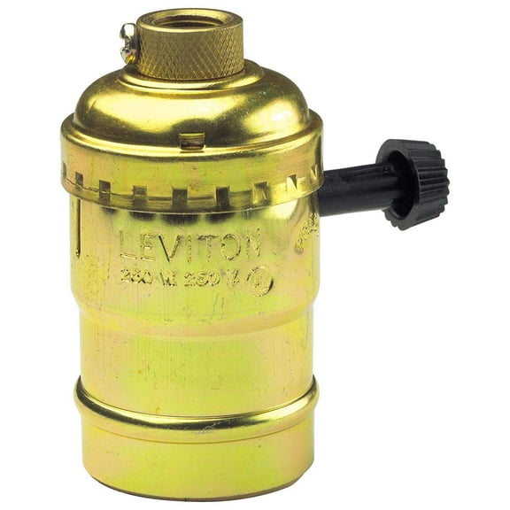 Leviton 7070-PG Lamp Holder, 250 V, 250 W, Phenolic Housing Material, Brass
