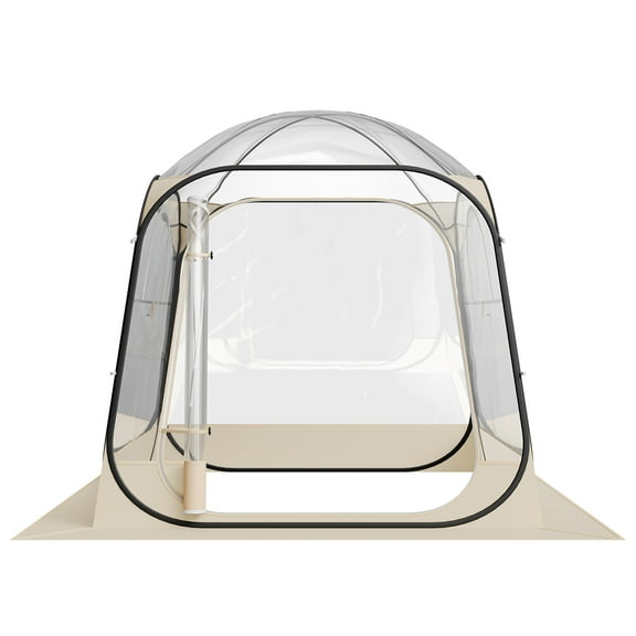 KFFKFF Pop-Up Sports Tent, 72x72 in Clear Outdoor Shelter for 2-4 People, Waterproof Pod with Floor Mat & Top Cover, Garden Dome Tent for Camping, Events, Fishing, and Spectator Activities