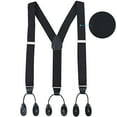 thumbnail image 1 of Hold'Em 100% Silk Suspenders For Men Y - Back Fancy Solid Button End Dress Suspender Made in USA - Many Colors and Designs Perfect for Tuxedo - Black Boca Raton XL, 1 of 1