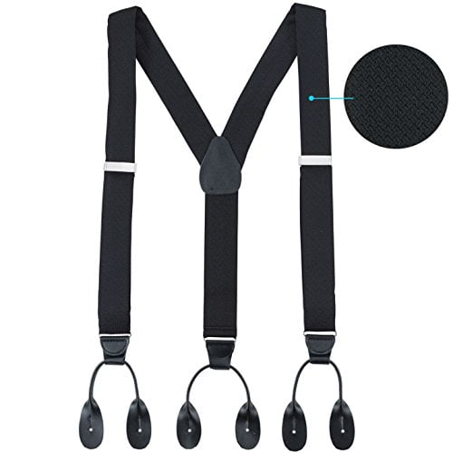 Hold'Em 100 Silk Suspenders For Men Y Back Fancy Solid Button End Dress Suspender Made in