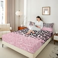 thumbnail image 4 of Manfei Leopard Print 4 Pieces Queen Sheet Sets,Sequin Print Ultra Soft Flat Sheet,Black Teal Queen Fitted Sheet,Breathable Abstract Room Decor, 4 of 7