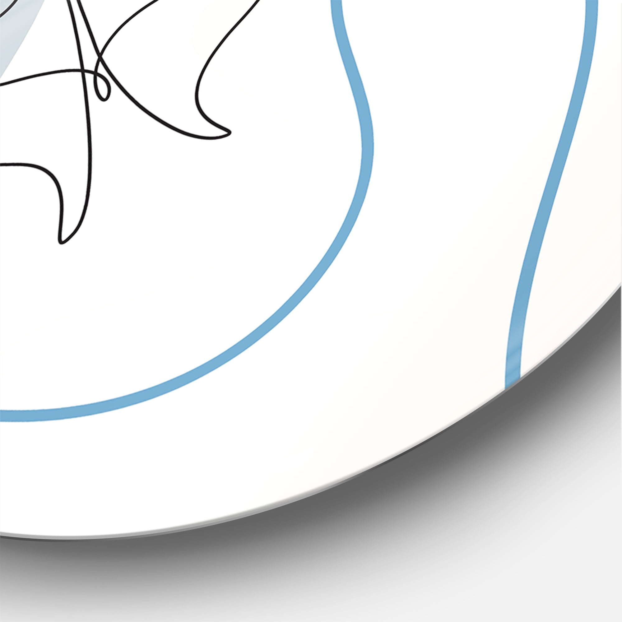 Designart 'Butterfly With One Line Drawing On Cubism Shapes II' Modern Circle Metal Wall Art 23x23 - Disc of 23