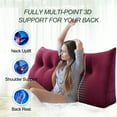 thumbnail image 3 of WOWMAX Large Bolster Triangular Positioning Support Reading Backrest Wedge Pillow Headboard for Day Bed Bunk Bed RV/Trailer with Removable Cover 39 Inches Velveteen Red Wine, 3 of 6