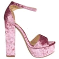 thumbnail image 3 of Speed Limit 98 Women Shoes Ankle Strap Block Ultra High Heel Platform Sandals Open Peep Toe LEMONY-S Velvet Pink Mauve Purple 7, 3 of 3