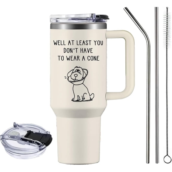Get Well Soon Gifts for Women & Men, Get Well Soon Tumbler 40oz, After/Post Surgery Recovery Gift for Chemo Patients Cup, Feel Better Gifts - Well At Least You Don''t Have To Wear A Cone