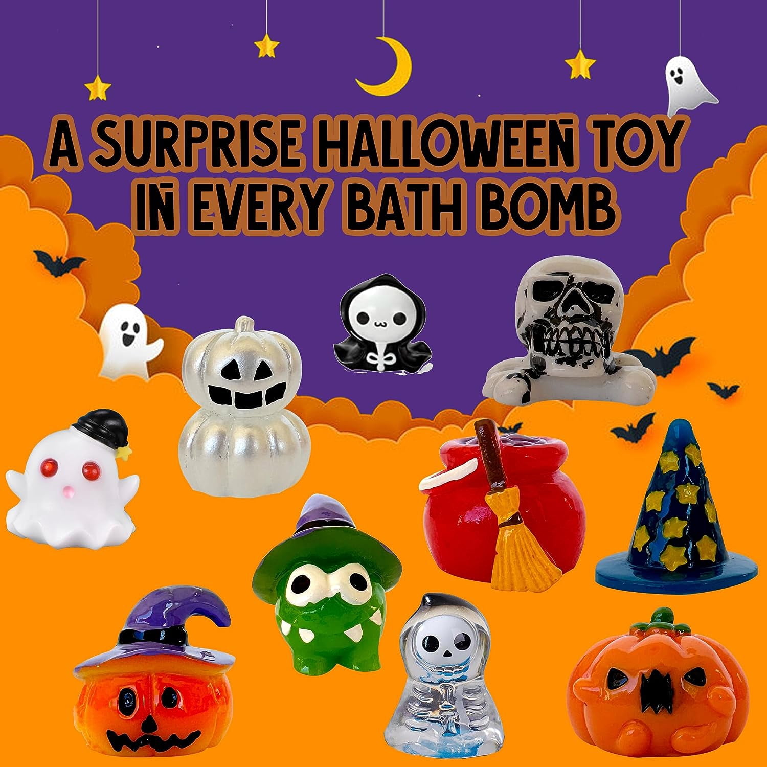 Mineral Me Halloween Bath Bombs for Kids - Bath Fizzies with Surprise Halloween gifts and treat bags