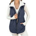 thumbnail image 4 of Ashirexll Womens Vests Outerwear, Puffer Vest Women, Sleeveless Fleece Jacket with Stand Collar Drawstring and Pockets for Winter, 4 of 7
