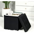 thumbnail image 1 of PINPLUS Cube de Rangement 12.6 Pouces, Coffre à Jouets Repose-Pieds Pliant pour Salon, Lin Noir, 1 of 6