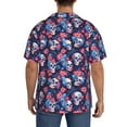 thumbnail image 3 of Yiaed Skull flower blue Print Mens Casual Wrinkle Free Shirts Short Sleeve Button Down Summer Stretch Dress Shirt-4X-Large, 3 of 5