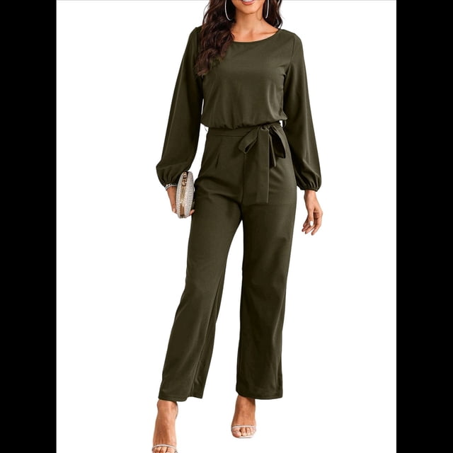 Elegantes de Larga con Cinturón y Pierna para Mujer, Trajes de Invitada de Boda. Verde M