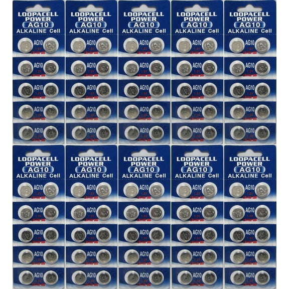 LOOPACELL AG10 LR1130 SR1130SW Alkaline Button Cell 100 Batteries