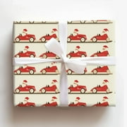 Santa Claus Driving Red Race Car Christmas Wrapping Paper