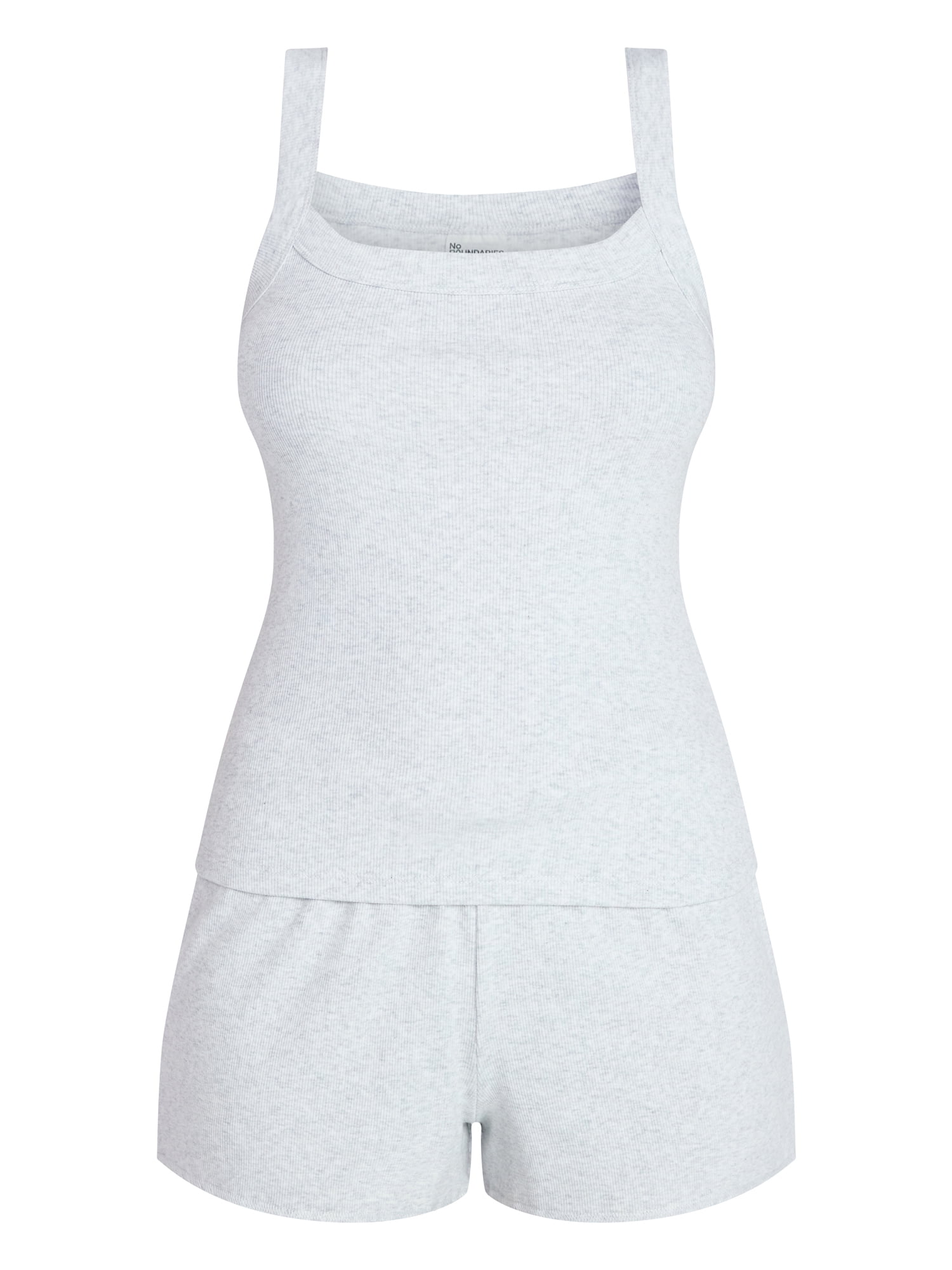 No Boundaries Rib Tank Top and Shorts Sleep Set, 2-Piece, Women's XXS-3X