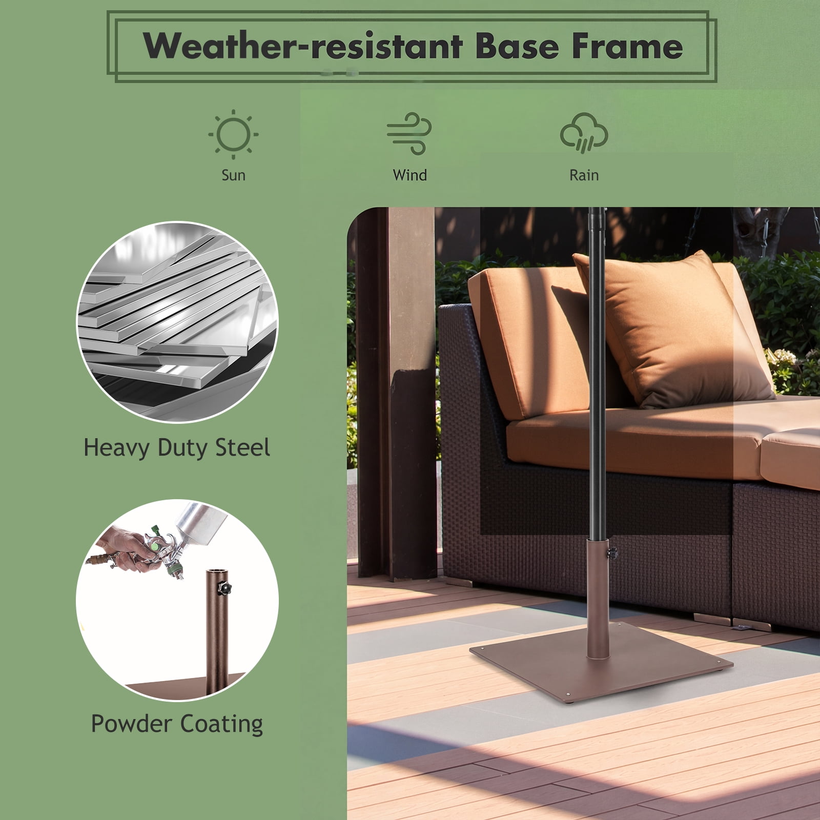 Gymax 20'' Square Patio Umbrella Base Weighted 35 LBS Outdoor Market Stand Footpads