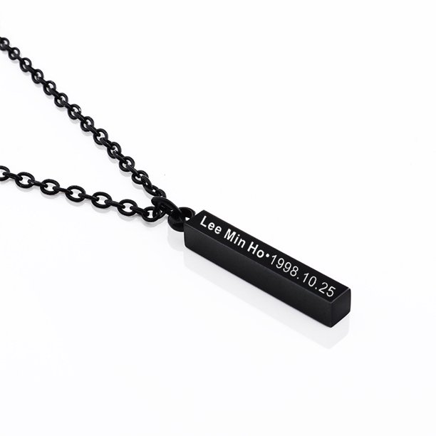 Collar con colgante de columna de deseos de acero inoxidable con grabado de joyería para cumpleaños, cadena para ropa que combina con todo