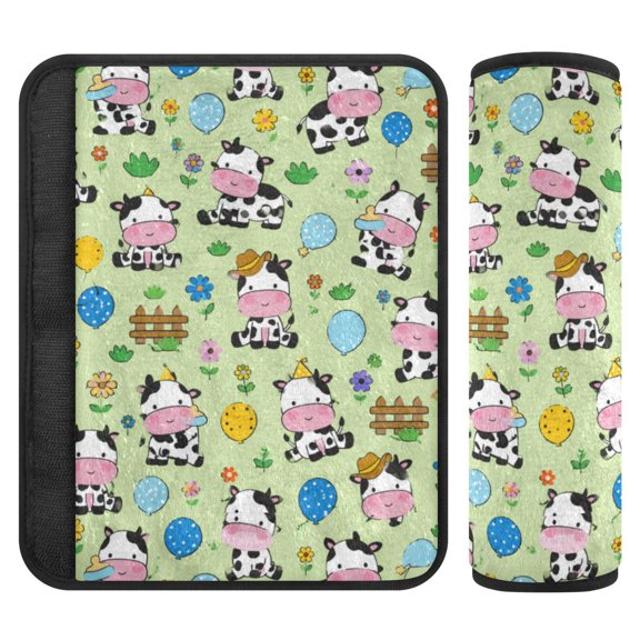 Seat Belt Cover 2 Pack Soft Cow Party Printed Seatbelt Cover Car Seat Strap Shoulder for All Cars