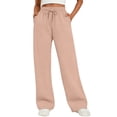 thumbnail image 3 of Women's Fleece Baggy Sweatpants High Waist Wide Straight Leg with Pockets Winter, 3 of 8