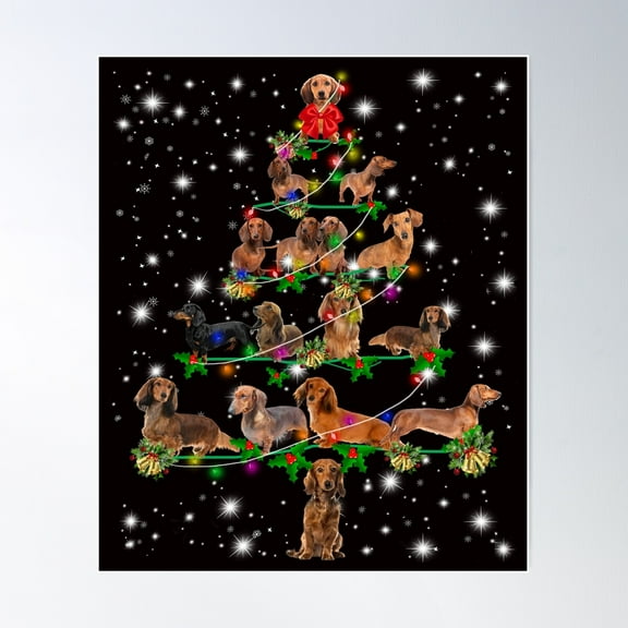 Funny Christmas Dachshund Dog Lovers Gift Poster Wall Art, Modern Wall Decor For Living Room Bedroom, 16x24 UNFRAMED