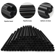 Jumbo Drinking Straws, Individually Wrapped Babo Straws,100 Pack 9.5 inch Long Extra Wide Smoothie 0.45 Black Disposable Boba Bubble Tea Straw,Milkshakes Slushies Straws