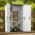 thumbnail image 5 of Patiowell 50 Cu. Ft Outdoor Storage Shed with Floor - No Interior Shelves, Large Resin Cabinet for Patio, Pool & Lawn Tools, White, 5 of 10