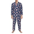 thumbnail image 3 of Salouo Daisy Flowers Print Button-Front Long Sleeve Pajama Set for Men, Soft 2Pjs Men's Long Sleeve Sleepwear-Medium, 3 of 7