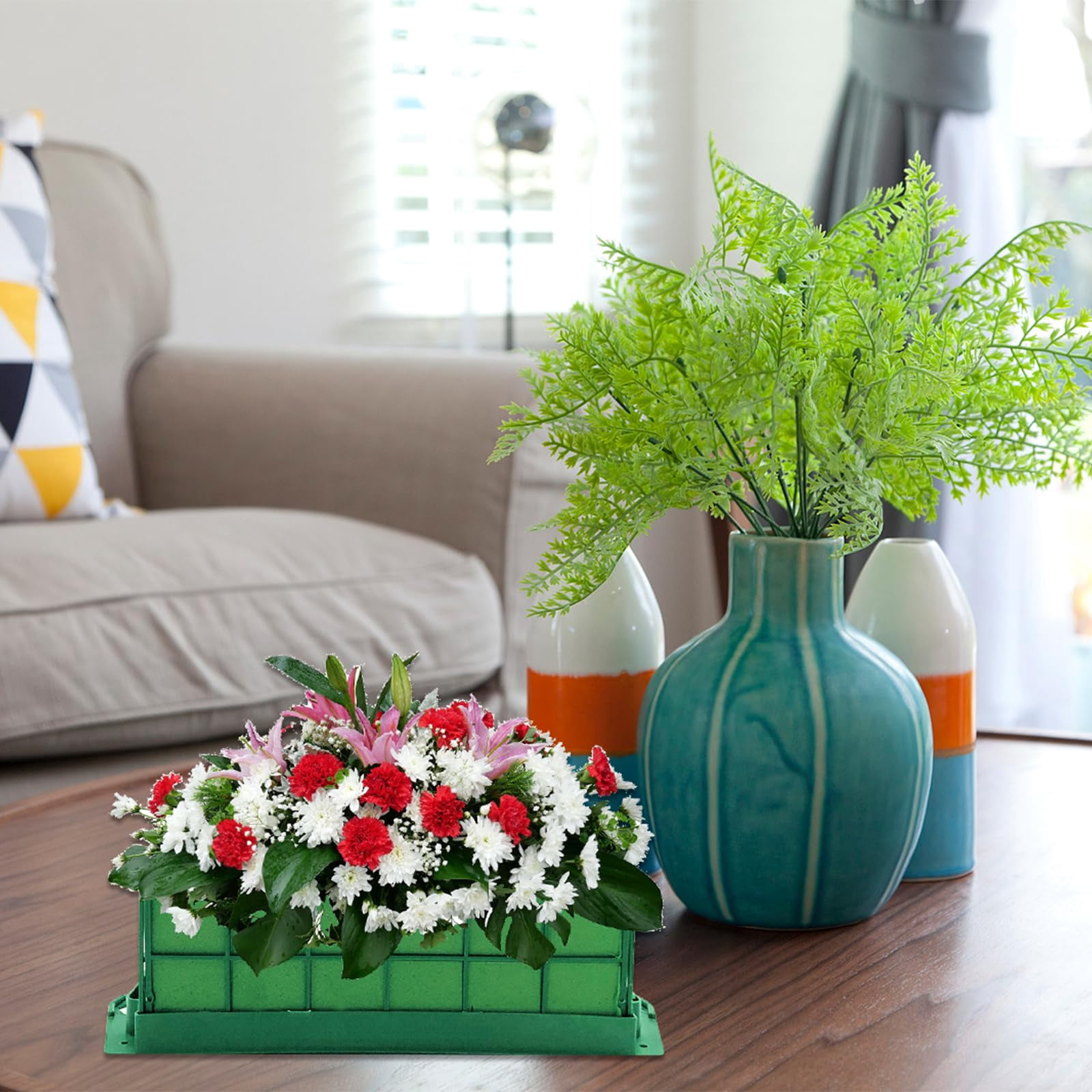 2 Pieces Floral Foam Cage, Flower Arrangements Supplies With Rectangle Holder, Bricks for Fresh Flower Wedding Holiday Decorations