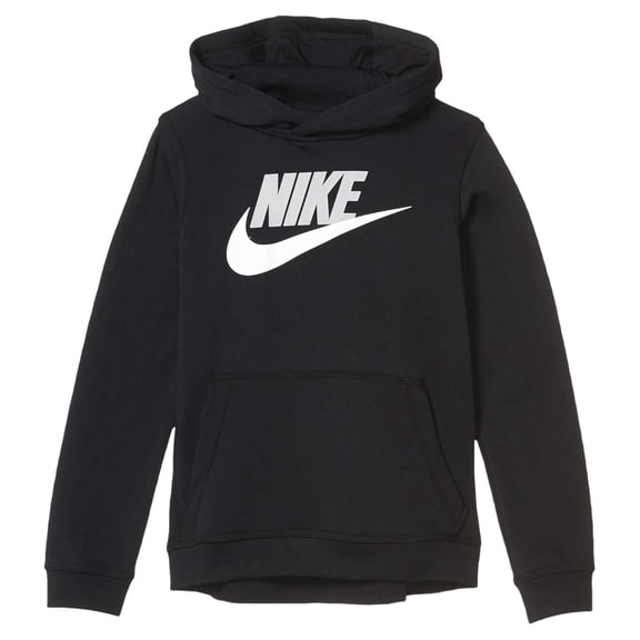 Nike Boy's Sportswear Club Hbr Pullover Hoodie, Black/Light Smoke Grey, Large