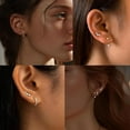 thumbnail image 6 of 3 Pairs Earrings for Women , Earrings Stacks for Multiple Piercing Dainty Cartilage Huggie Hoop Earrings Hypoallergenic Stud Hoop Earrings Set, 6 of 6