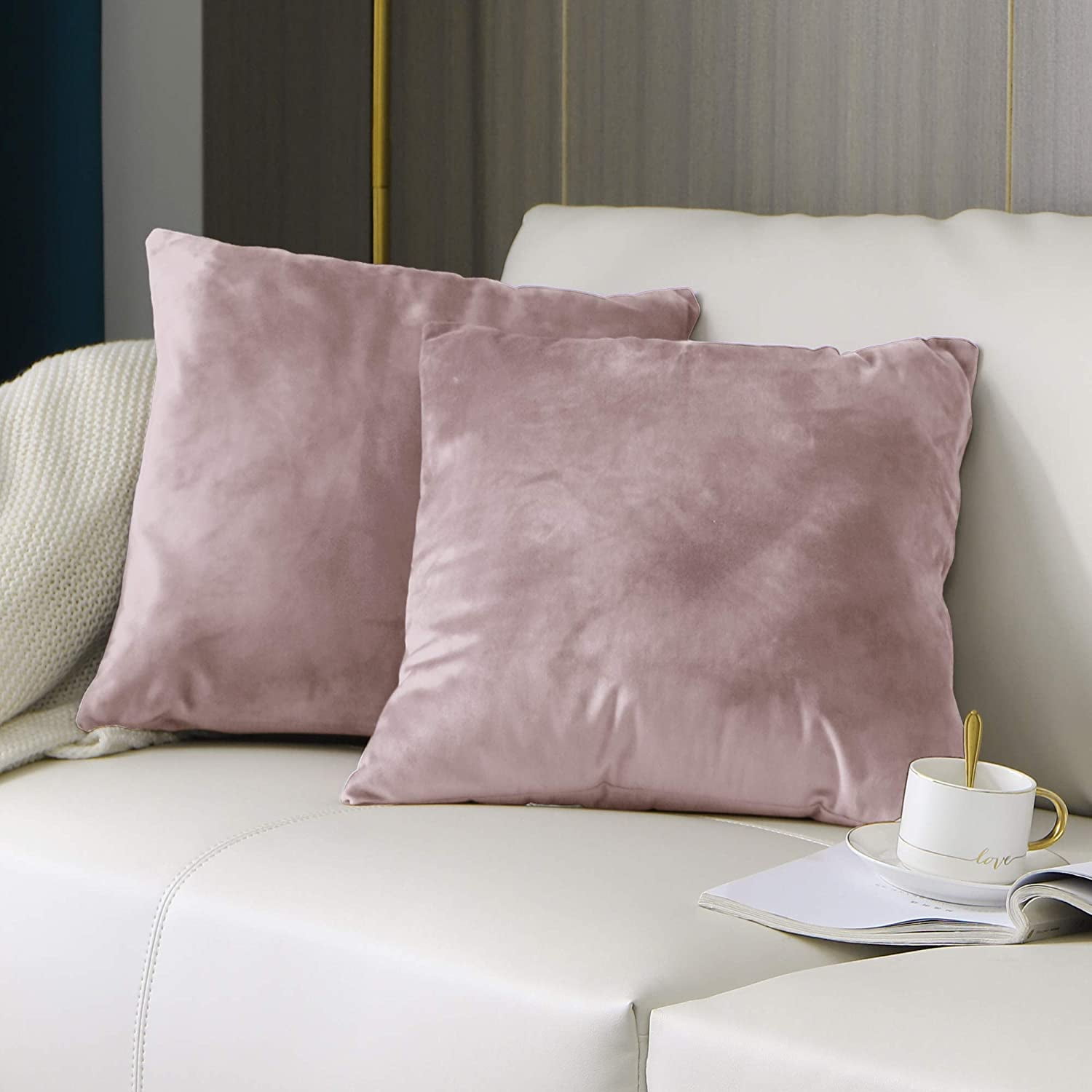 Soft Simple Throw Pillow Case Plain Color Velvet Cushion Cover Sofa Home Décor 